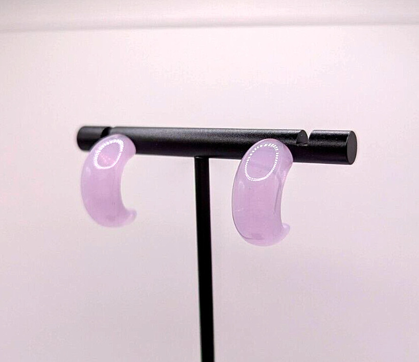 Retro Pale Purple Lavender Transparent Semi-hoop Pretty Cute Stud Earrings