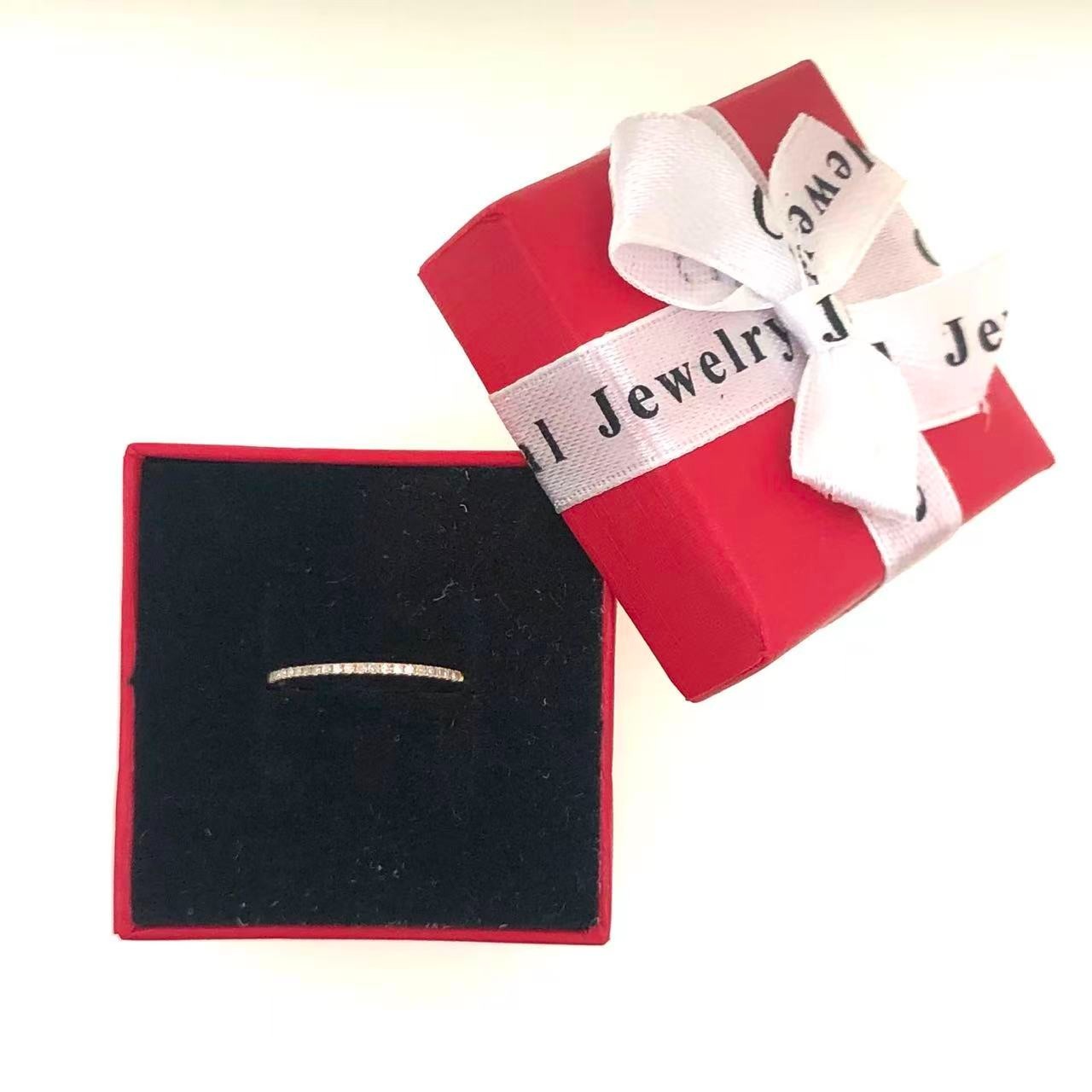 Solid 925 Silver Stackable Ring 0.08cttw Natural Diamond Eternity Band 1mm Thin