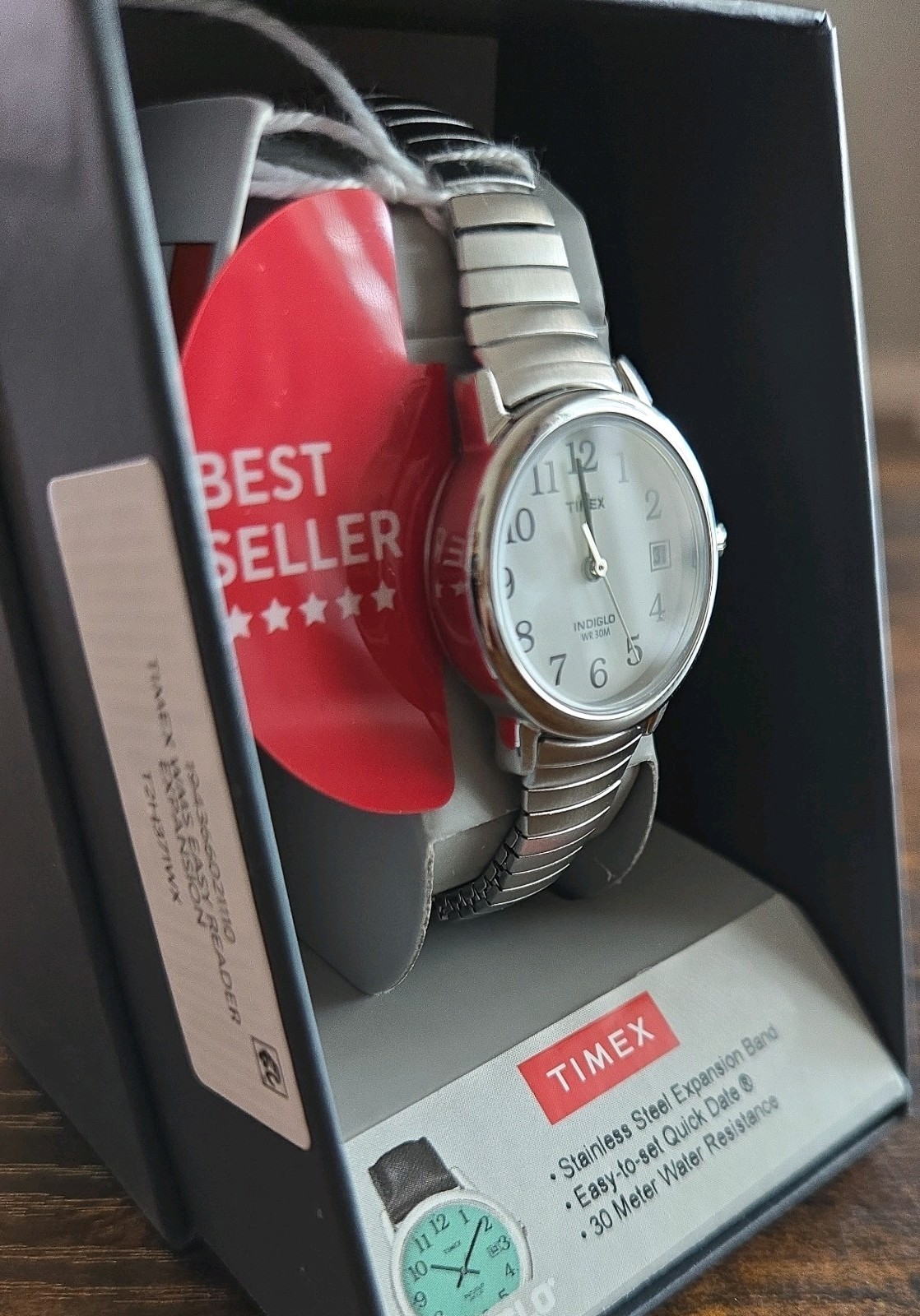 Timex Women’s T2H371 WX Easy Reader 25mm Expansion Band Watch Silver Tone