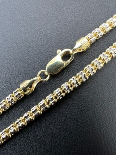 14k Two Tone Gold 18″ 3.2MM Sparkle Ice Link Chain Necklace Iced Rope 18 Grams