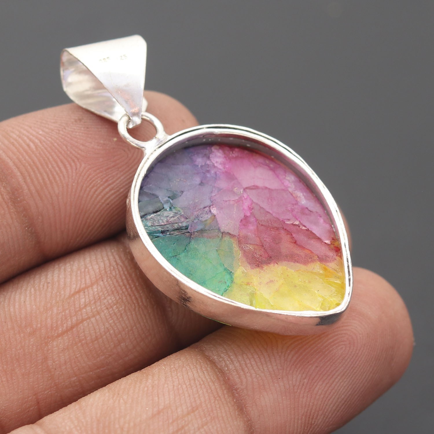 Solar Quartz Gemstone 925 Sterling Silver Handmade Pendant Jewelry Gift For Love