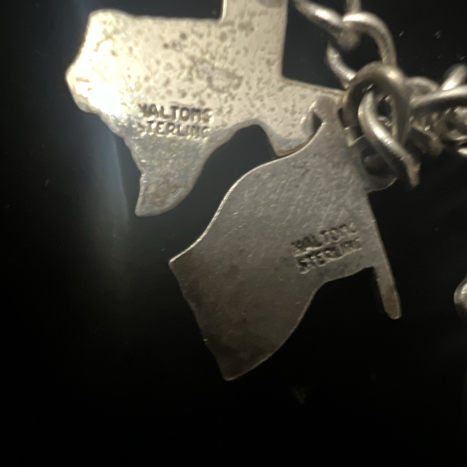 Vintage 1970s Haltom Sterling Silver 925 Texas Charm Bracelet Retired Signed