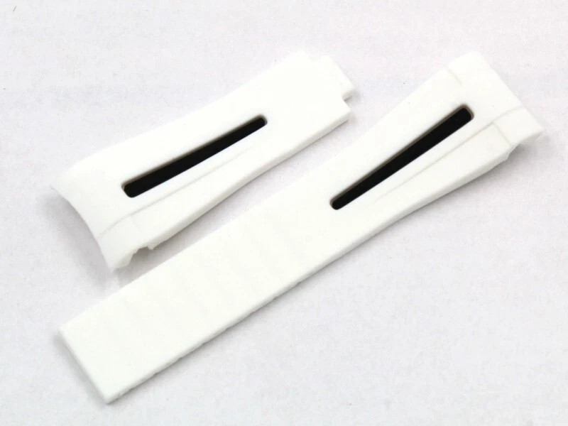 White TPU Silicone Watch Strap Black Strip 20/16mm Sport Waterproof New
