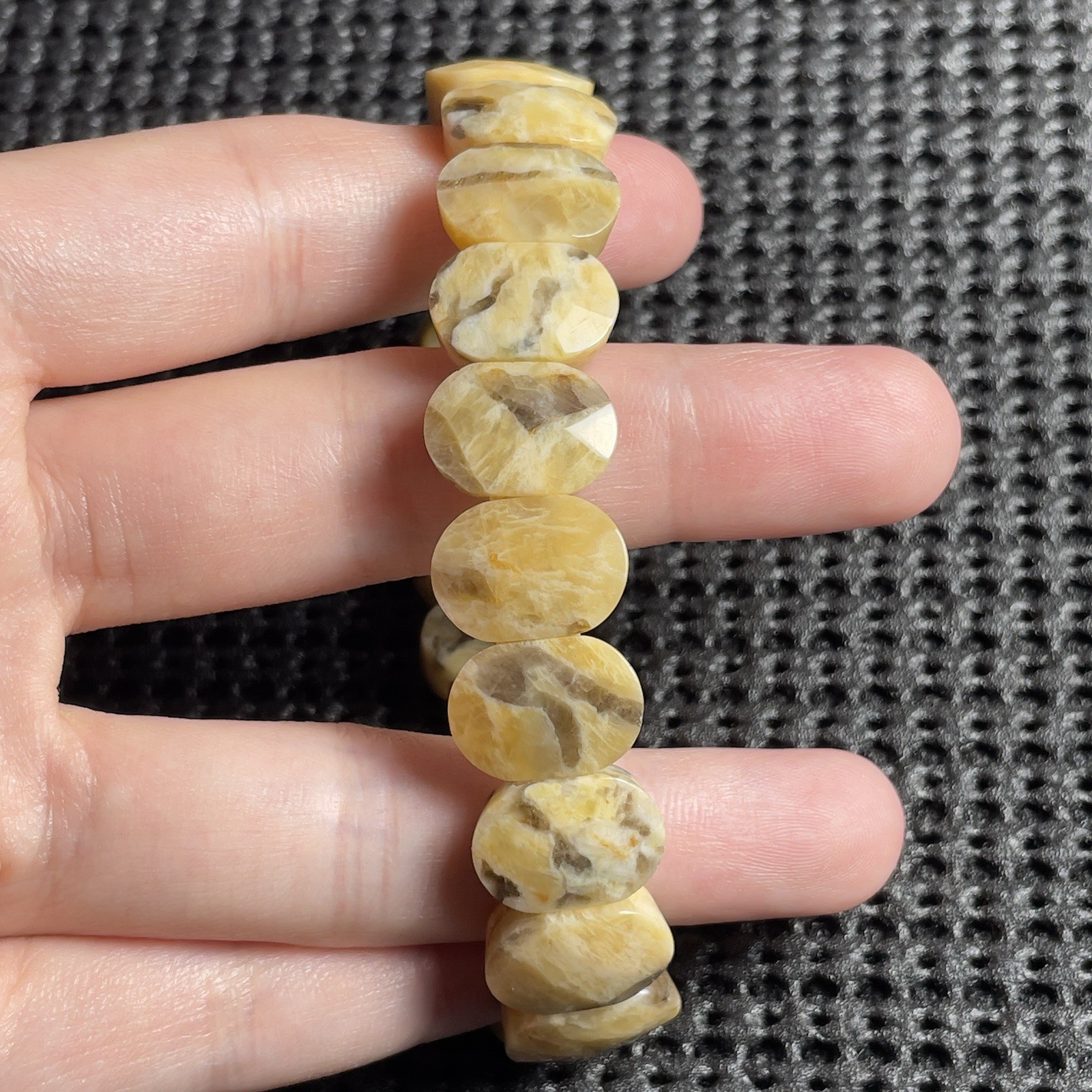 14.5mm Microcline Bangle Stretchy Bracelet Women Jewelry Birthday Gift US Stock