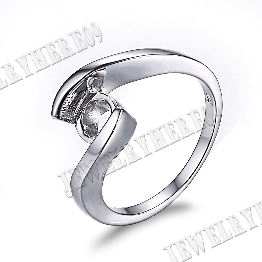 Sterling Silver 925 Tension Simple Solitaire Ring Semi Mount Setting 7mm Round