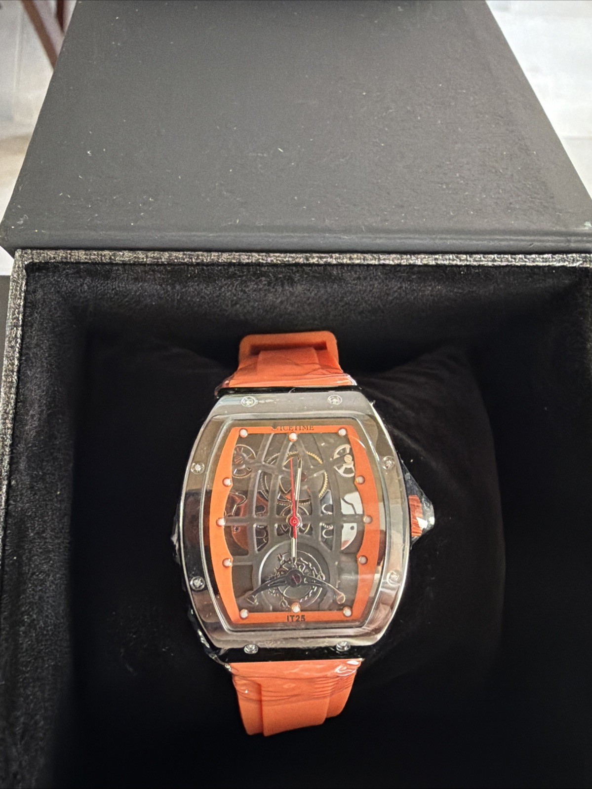 IceTime 33mm Men’s Orange/Black Dial Steel Mens Watch 0.10ct Diamonds IT25