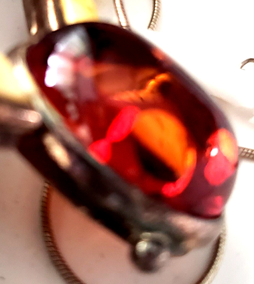 Vintage Baltic Amber Y Drop Necklace 925 Sterling Silver with other stones FAB!