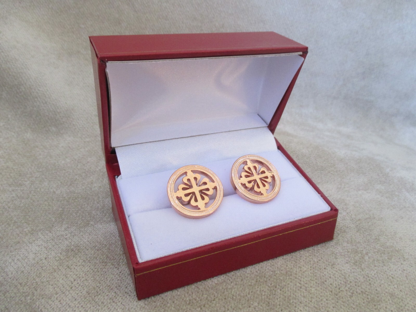 Patek Philippe Coin Edge Style Concessionaires Cufflinks Rose Gold w/Gift Box