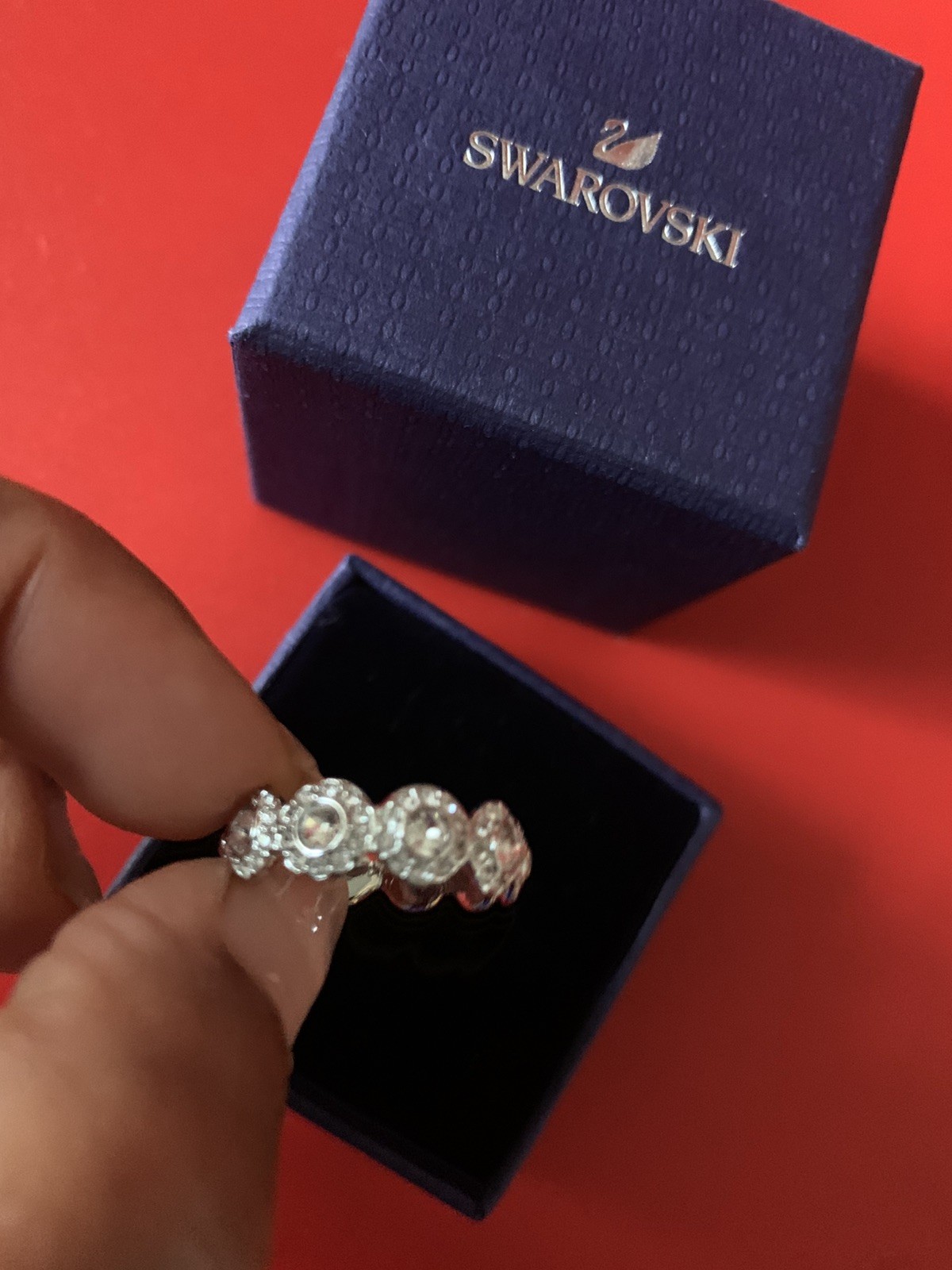 Genuine Swarovski Una Angelic Ring, Rhodium Plated, Size 52 New + bag💕❤️