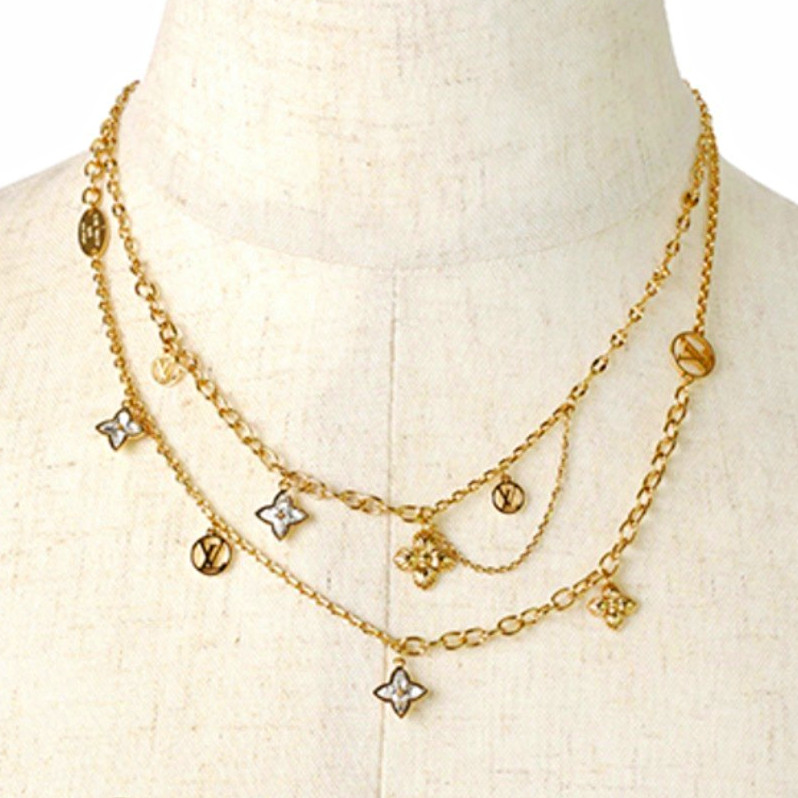 Louis Vuitton Collier Blooming Strass Necklace – Gold Tone – Excellent Condition