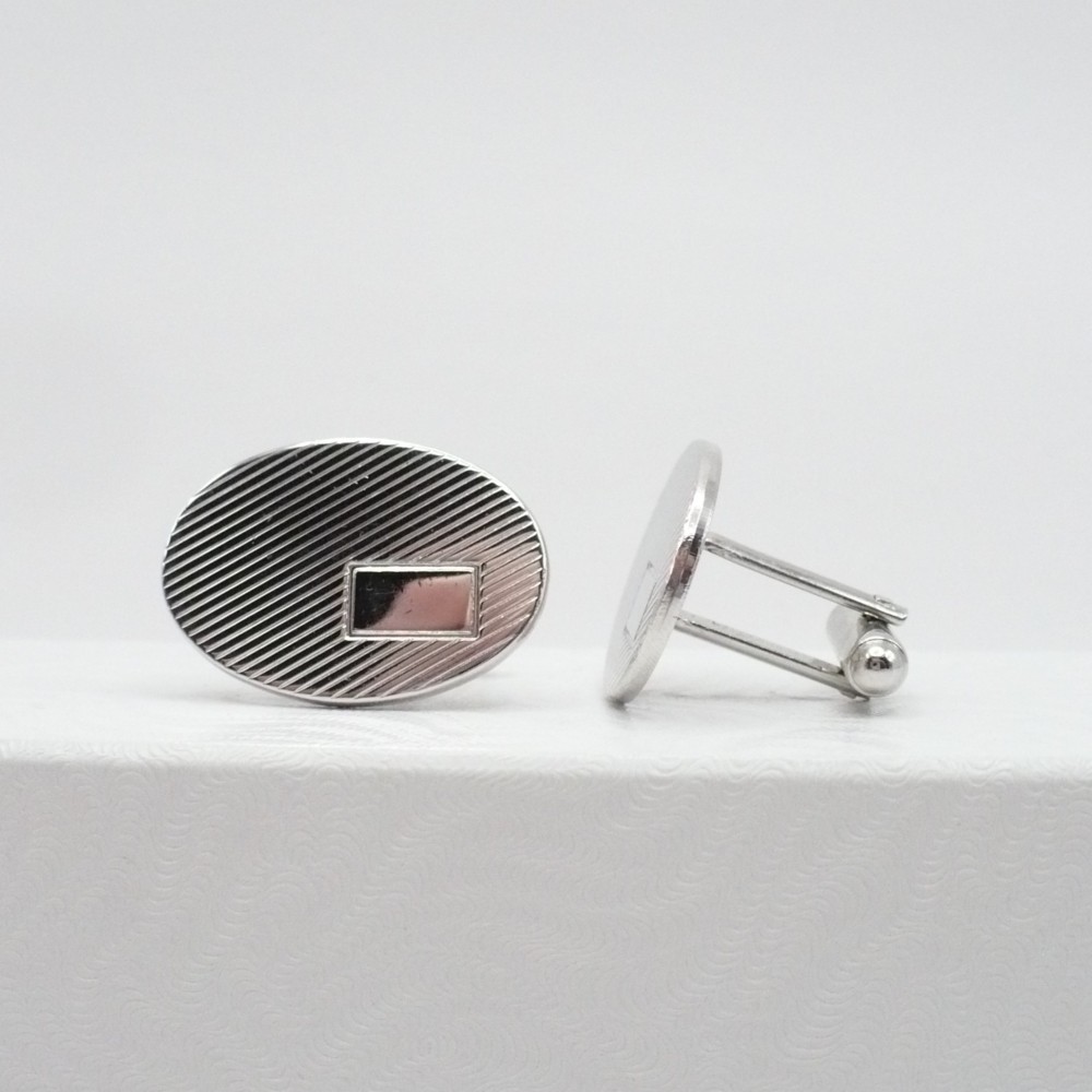 Mid-Century Cufflinks With Blank Cartouche For Engraving