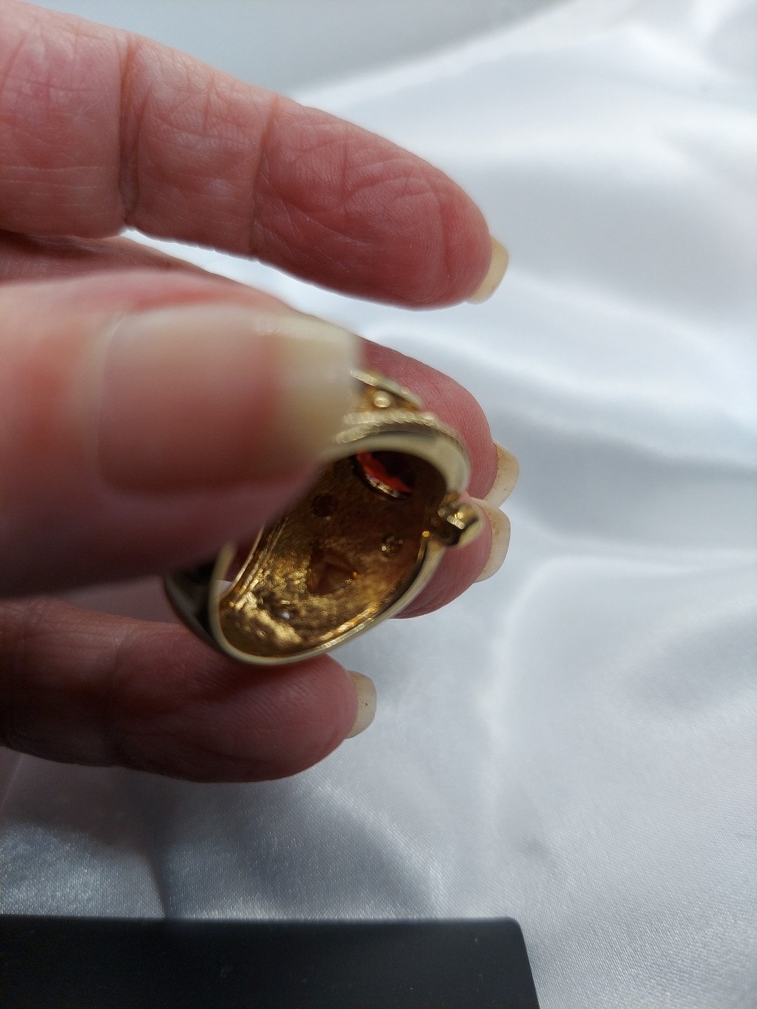 18k On Sterling Garnet Lemon Citrine Byzantine Etruscan Ring Sz10 Ross Simon’s