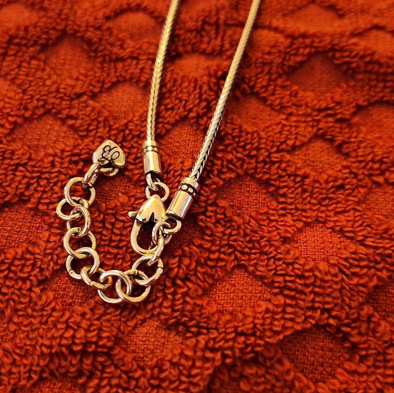 0054 Brighton Silver Tone Heart Crystal Pendant Snake Chain Necklace Signed