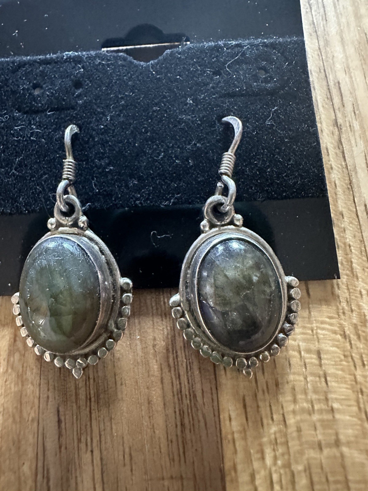 Estate Artisan Sterling Silver & Labradorite Drop/Dangle Earrings (9.2 Grams)