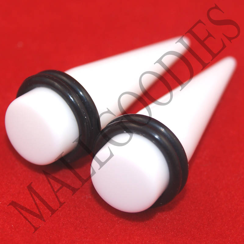0595 Acrylic White Stretchers Tapers Expander 1/2″ inch 12.7mm MallGoodies 2pcs