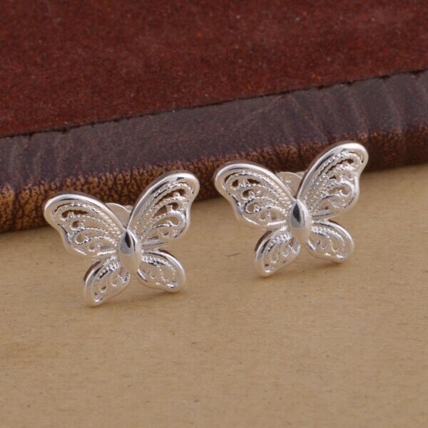 Women’s Fashion Jewelry Silver Butterfly Shaped Dangle Drop Earrings 1-203