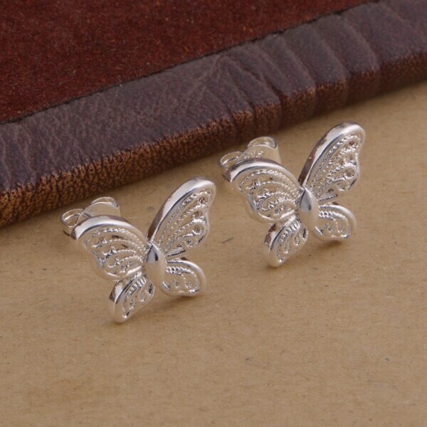 Women’s Fashion Jewelry Silver Butterfly Shaped Dangle Drop Earrings 1-203