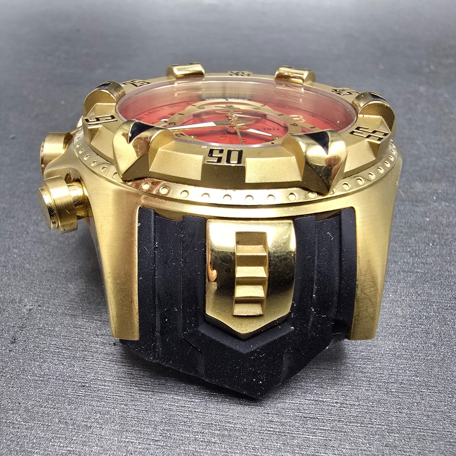 Invicta Reserve Chronograph Dive Watch Men 52mm Red Dial Gold Tone 6972 New Batt