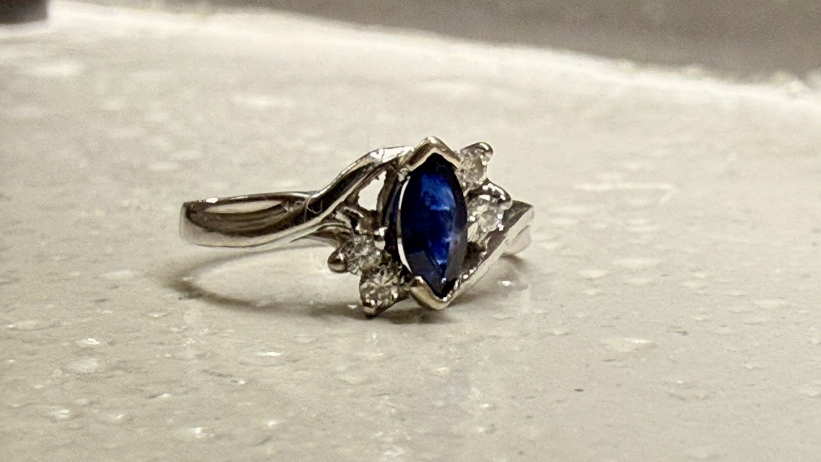 Marquise Sapphire Women’s Ring 14K White Gold