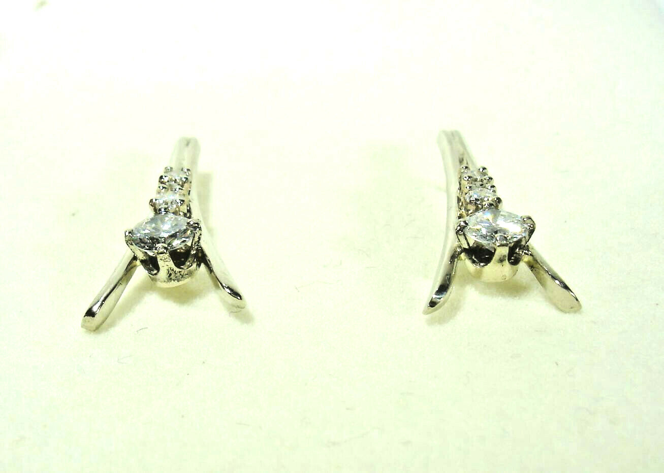 (0.66 ctw ) Diamond Earrings (3 Diamond Wishbone Design) – 14k white GOLD