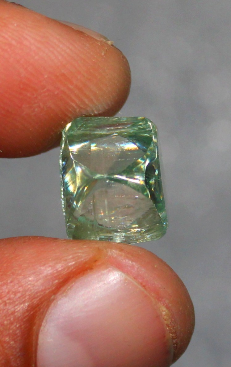 11.70 Ct VVS1 Aqua Moissanite Rough Gemstone, crystal polished Raw Moissanite
