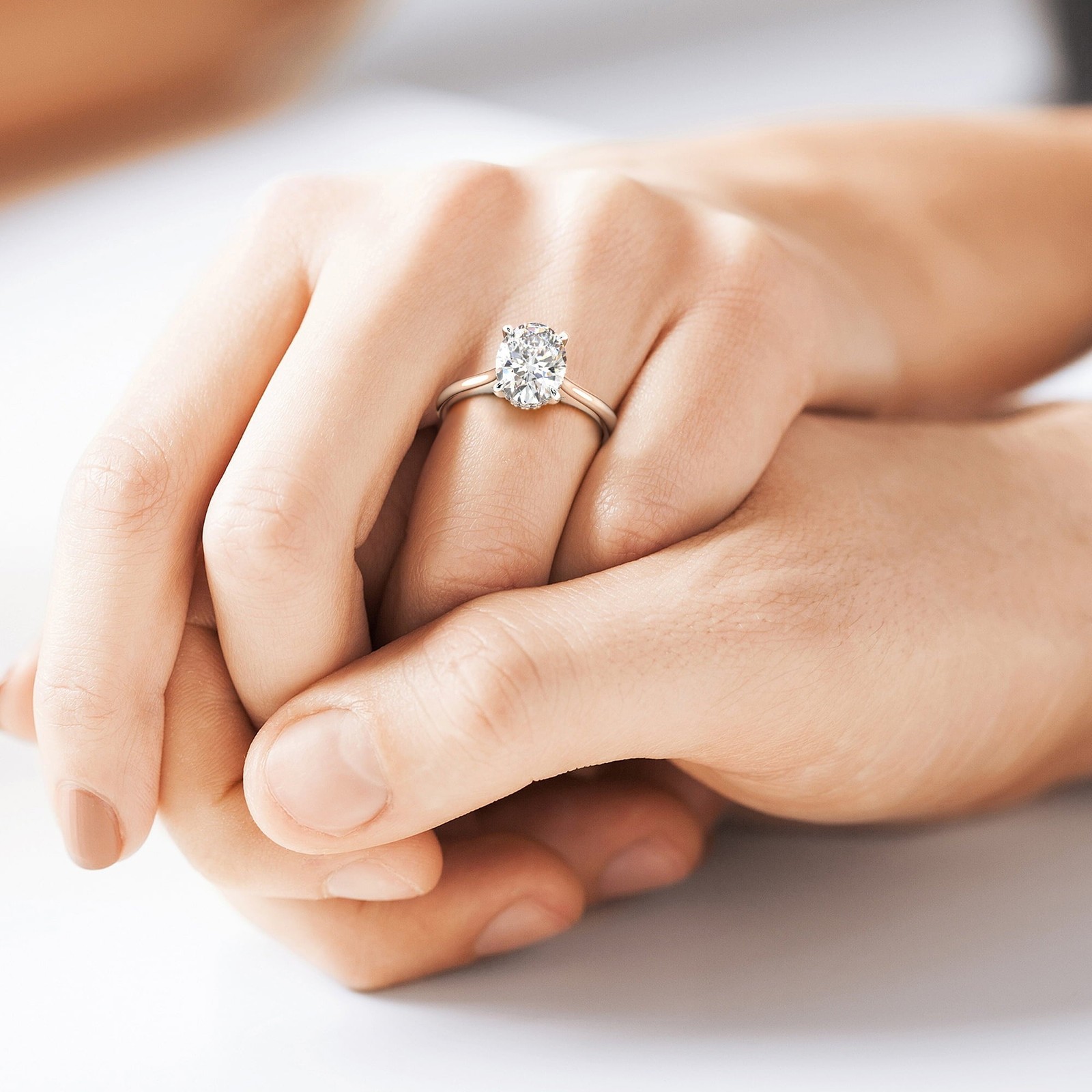 1.15 Ct Oval Cut Diamond Engagement Ring VS2 E White Gold 14k