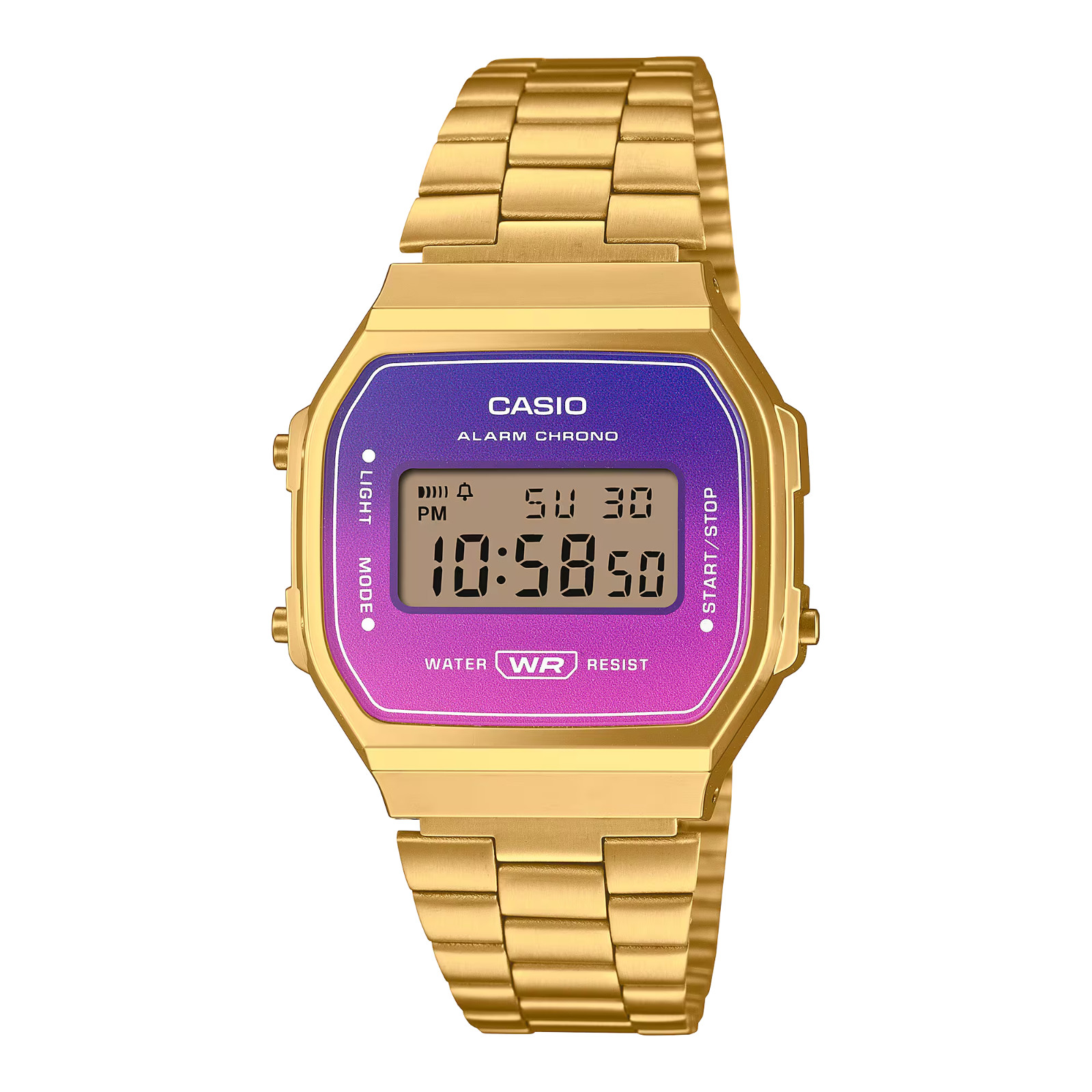 Casio Vintage Digital Multicolor Dial Gold Tone band Quartz Watch A168WERG-2A
