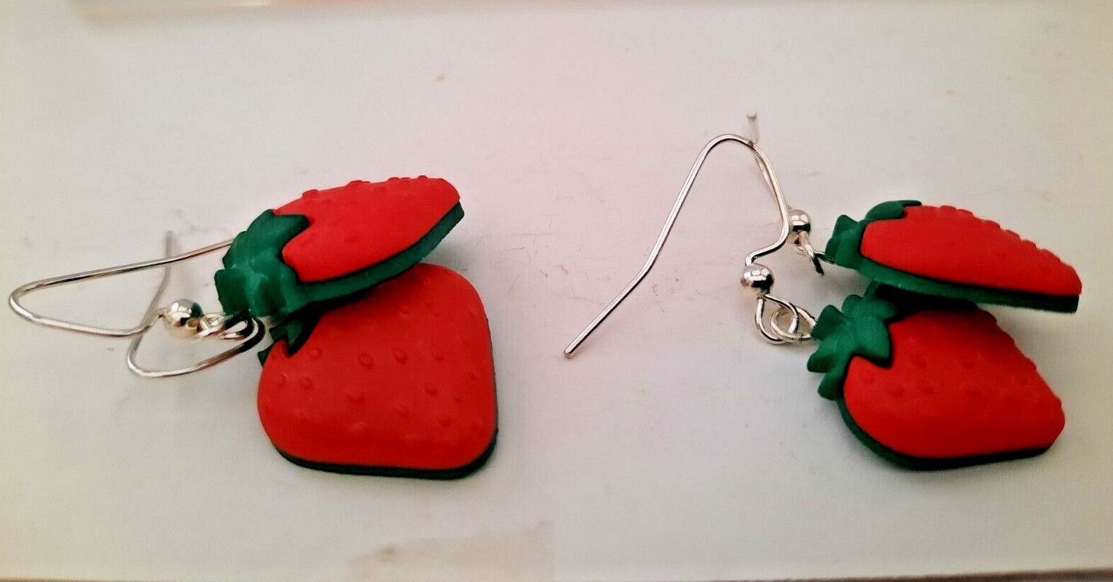 Strawberry dangling gold /silver hook earrings 2 sizesEar Decorations by Robyn