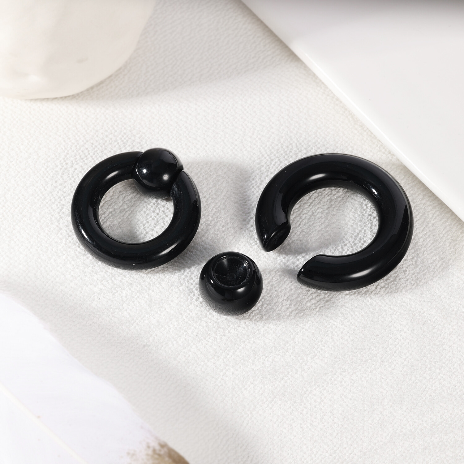 1 Pair Acrylic Captive Bead Rings Black CBR Large Septum Ring Ear Gauges Jewelry