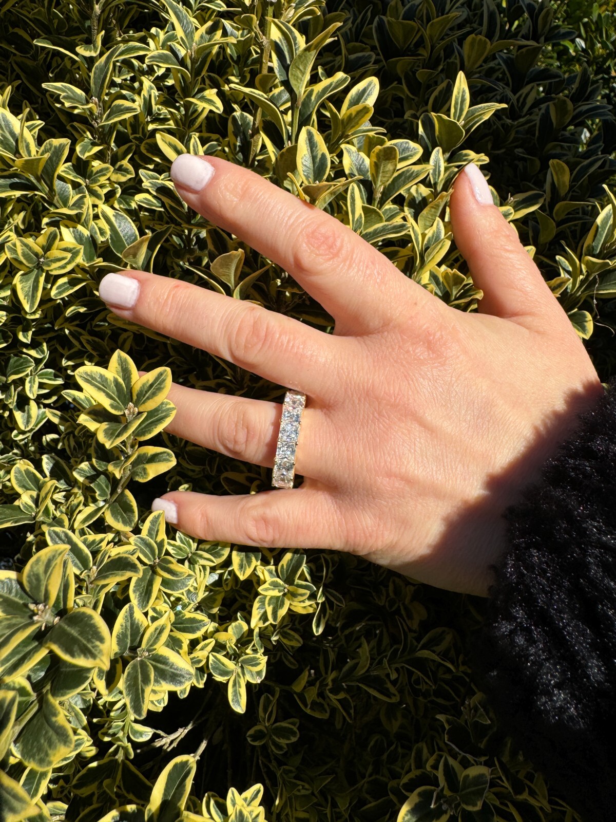 Real Princess Cut Moissanite Eternity Band Wedding Ring 14k Gold Over 925 Silver