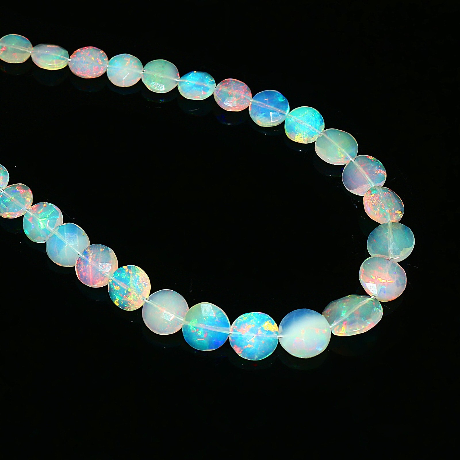 AAA Flashy Opal Coin Beads Handmade minimalist Opal Stone Necklace Jewelry 616