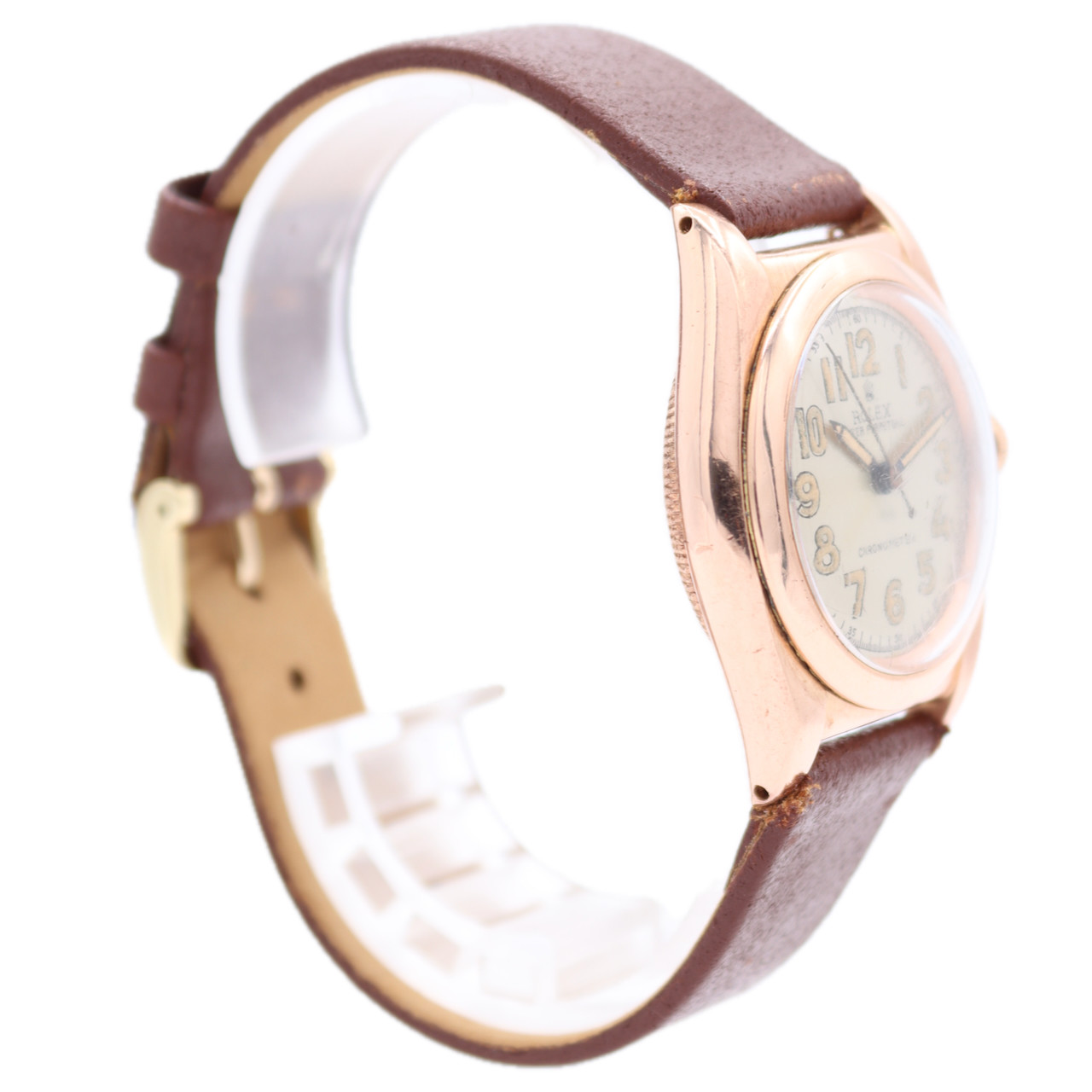 Vintage 32mm Rolex 3131 Oyster Perpetual “Bubbleback” Automatic 14k Rose Gold