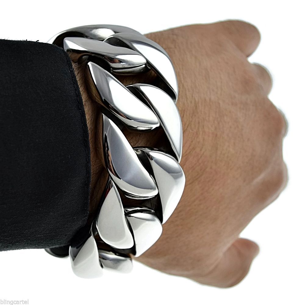 Men’s Huge Bracelet 316L Stainless Steel Heavy Cuban Link Big 8.5″ 30MM Thick