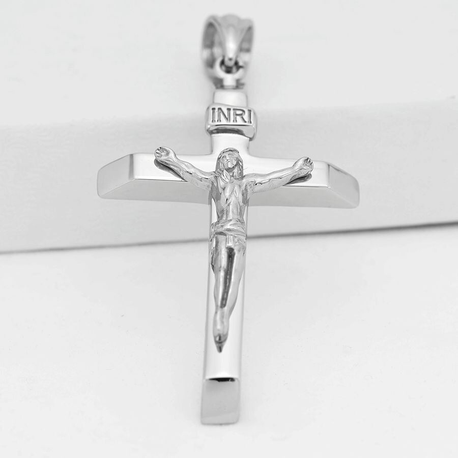 Men’s Stainless Steel,Silver JESUS CROSS.Nail Pendant Unisex Box