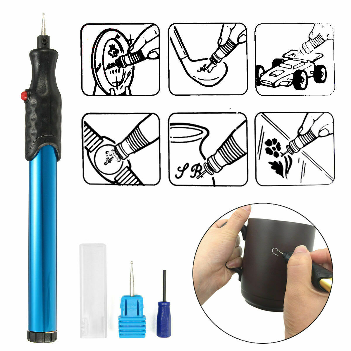 Electric Micro Engraver Pen DIY Engraving Tool Kit for Jewelry Wood Glass Metal