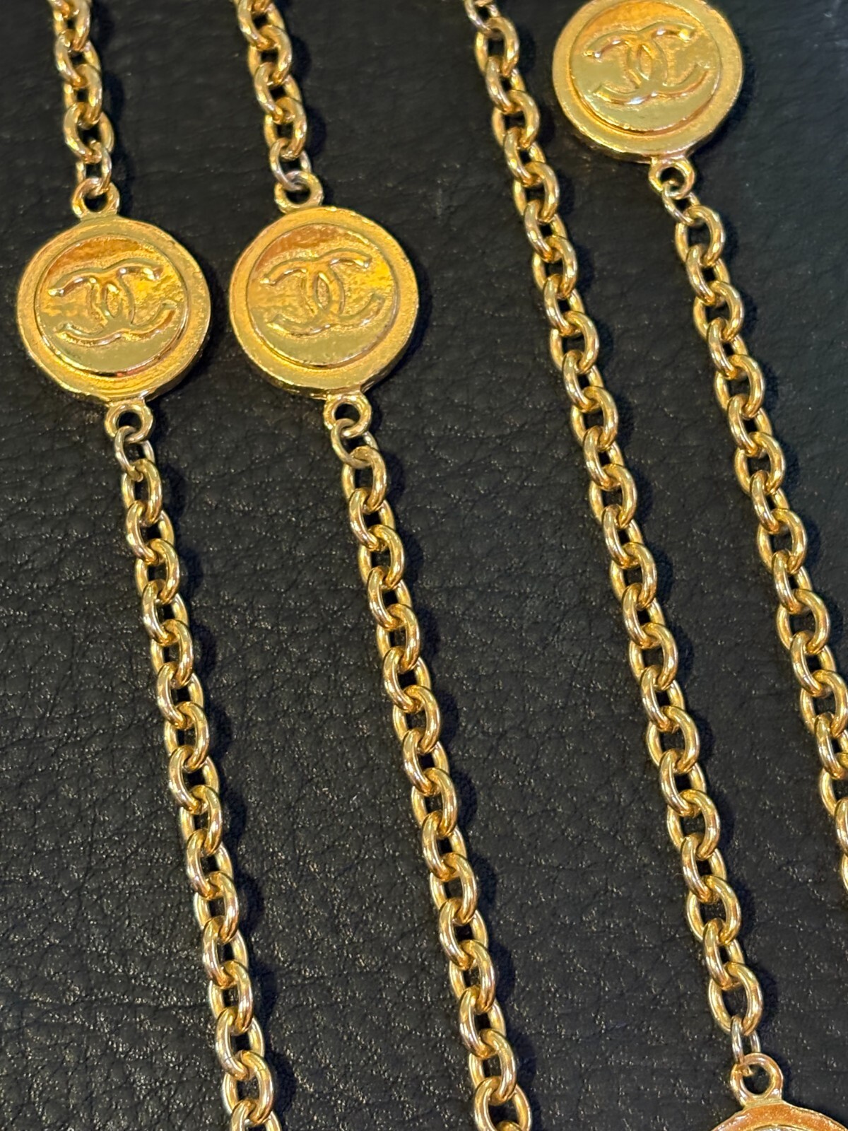 CHANEL Necklace AUTH Coco CC chain Rare Pendant Gold 180cm Choker Medal Coin F/S