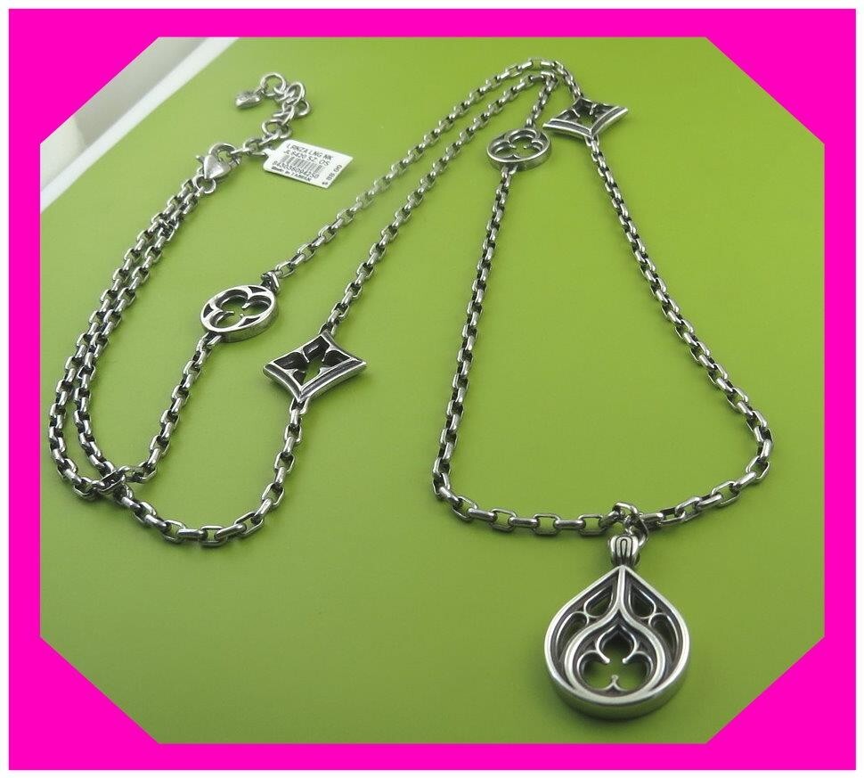 BRIGHTON LORENZA TRIO FERRARA DARK Silver Flower Long NECKLACE NWtag $88 70%