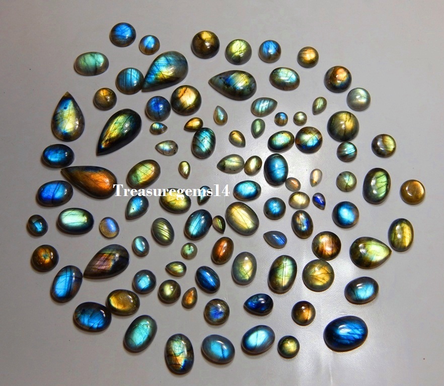 150 Crt Wholesale Lot Natural Multi Labradorite Calibrated Mix Cabochon Gemstone
