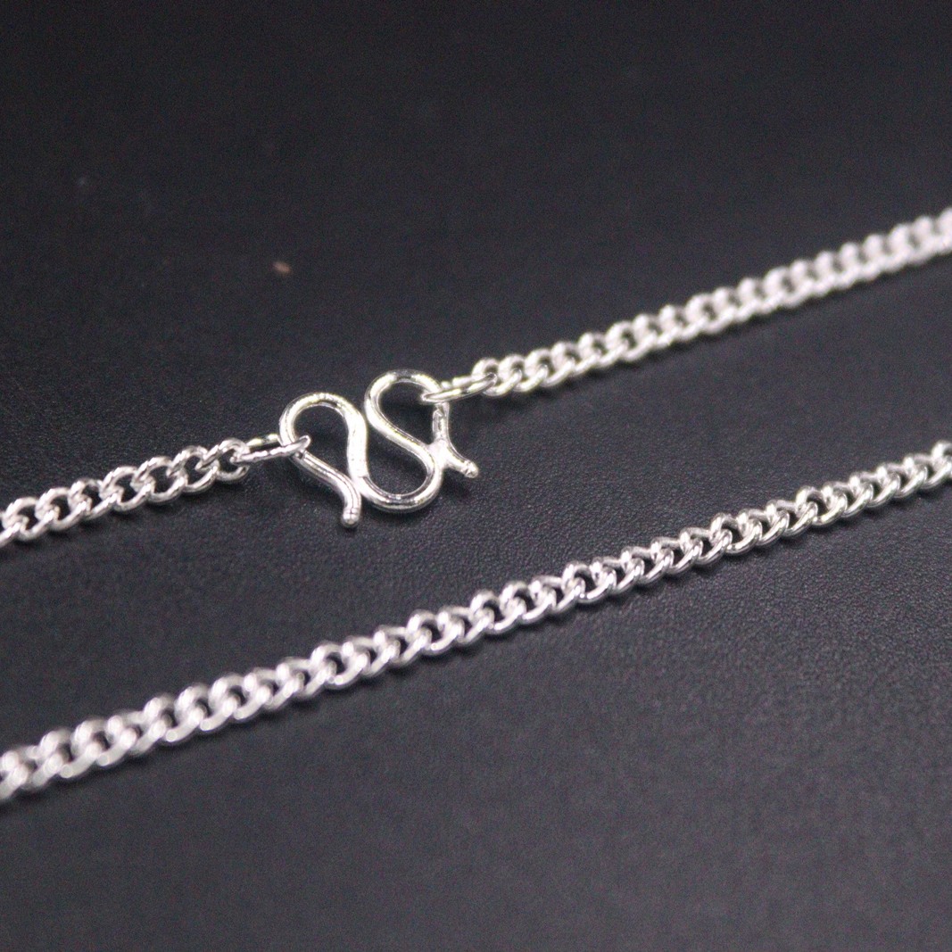 Pure Silver 999 Necklace For Women 2.2mm Width Curb Link 18inch Length Chain
