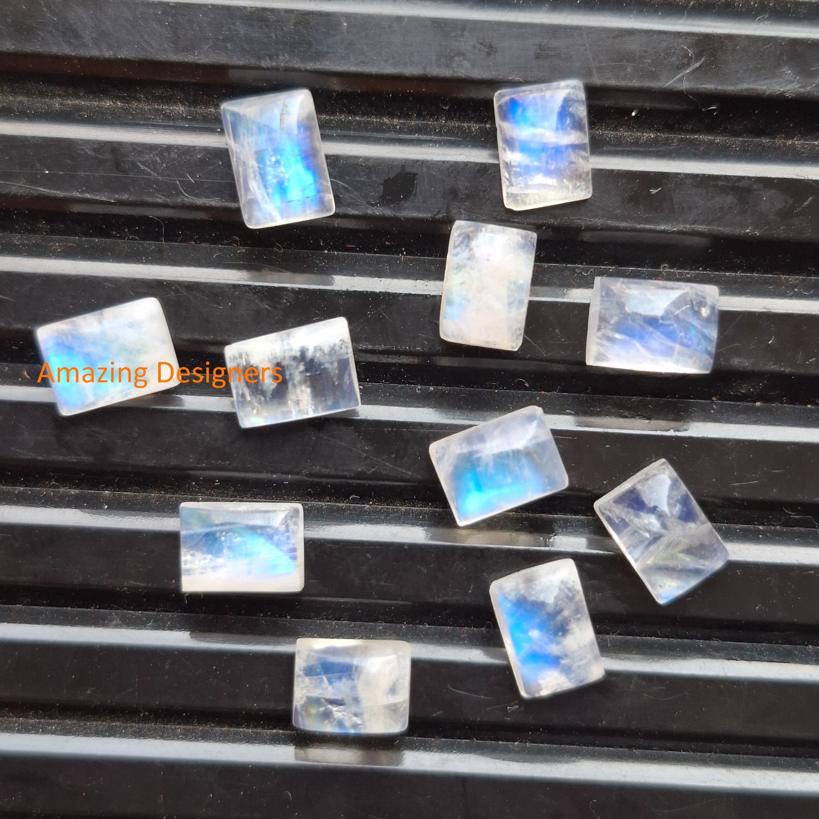Natural Rainbow Moonstone Rectangle Cabochon 6x8mm to 12x16mm Loose Gemstone