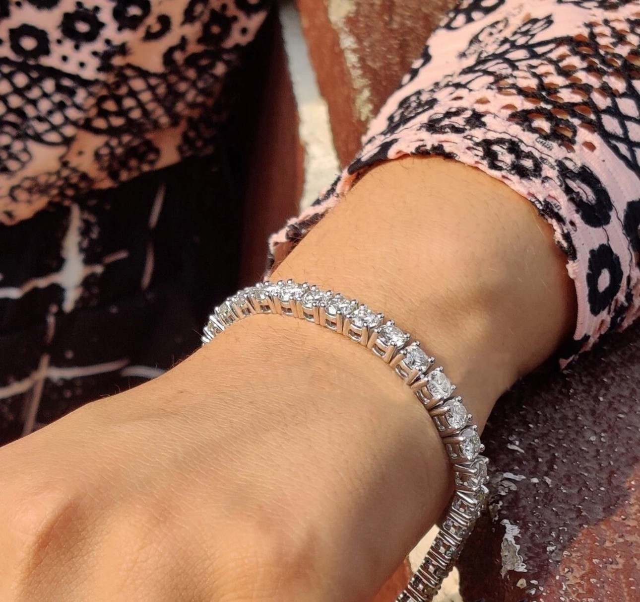 7″ Inches Long Tennis Wedding Bracelet 6 CT Round Cut Solid 14K White Gold VVS1