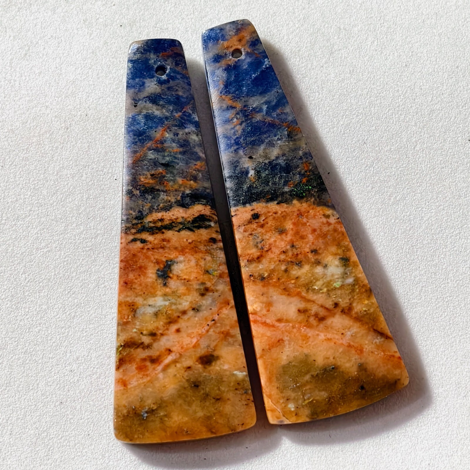 42 Cts Natural Sodalite Drilled Match Pair Cabochon Gemstone 43.3 X 15.2 MM