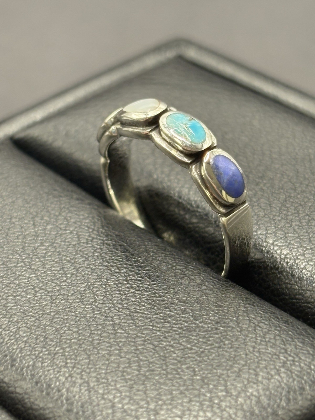 New Condition Sterling Silver Multi Genuine Gemstone Ring Size 7 G6