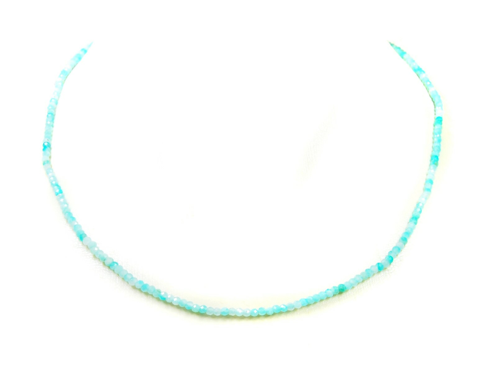 Green Andean Opal Faceted Wheel Shape Gemstone Necklace Ø-3mm 925 Silver