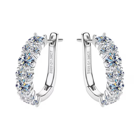 Hoop Earrings Women 925 Silver 18K White Gold Moissanite Luxury Jewelry