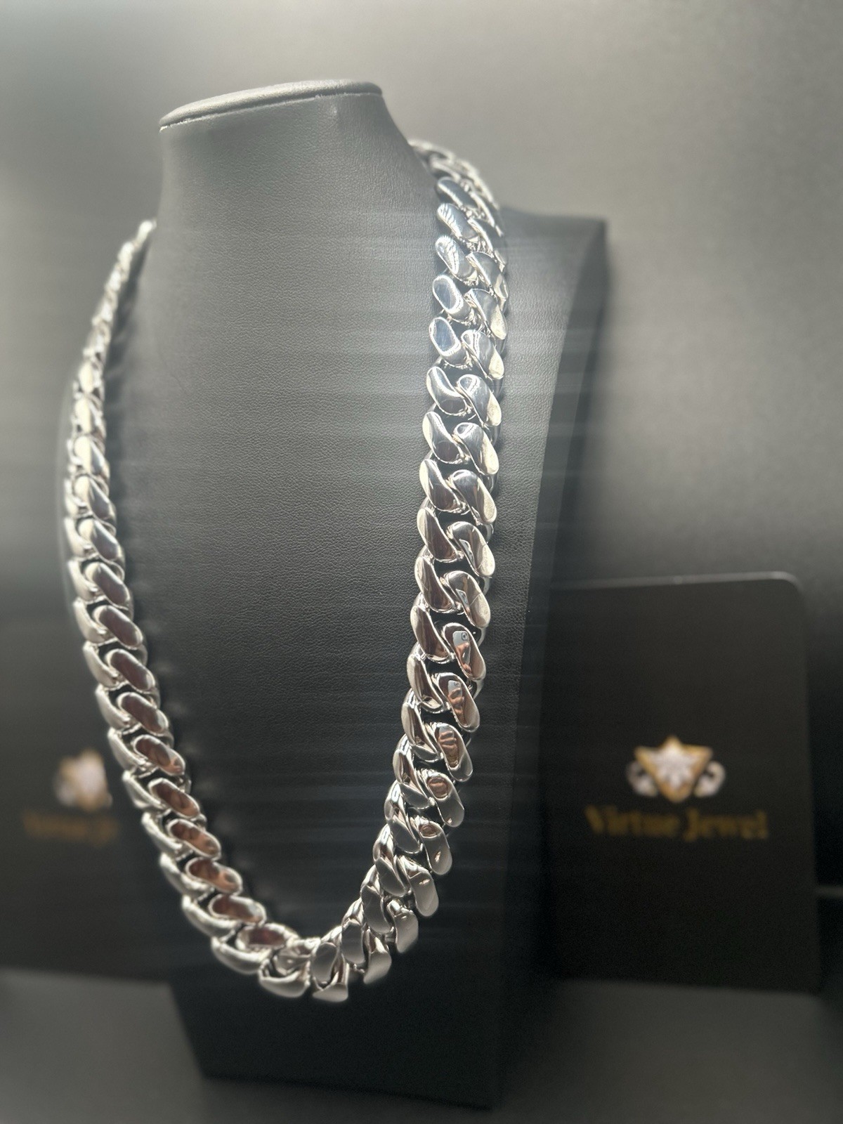 White Gold Silver Plated Miami Cuban Link 20mm 14k Chain