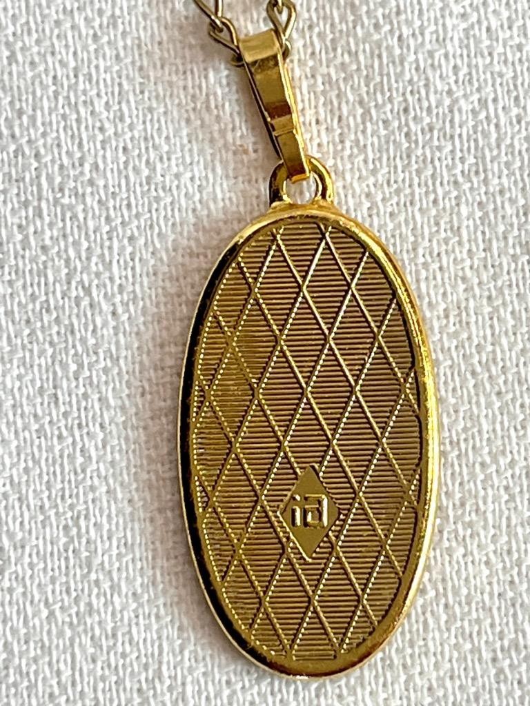 Vintage ia Midas Damascene Toledo Spain Virgin Mary Pendant Necklace #21-8
