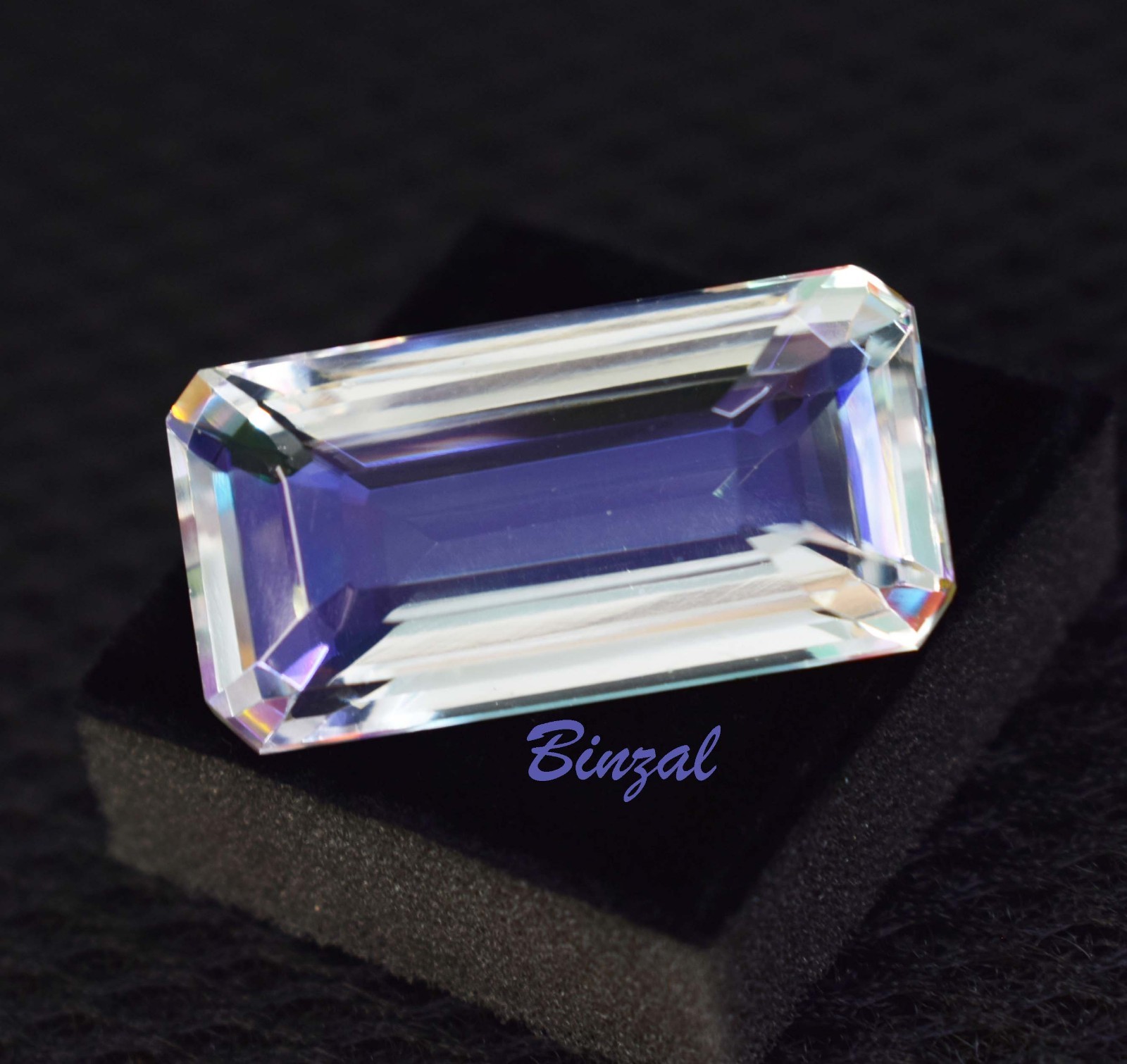 Certified Rarest 58-60 Ct Rainbow Mystic Topaz Long Emerald Cut Loose Gemstone