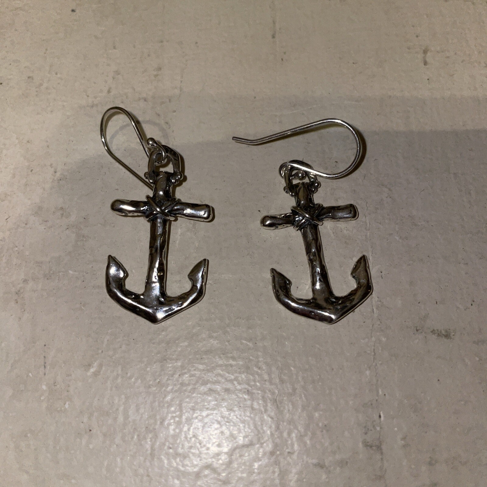 Silver Nautical Anchor Earrings Handmade