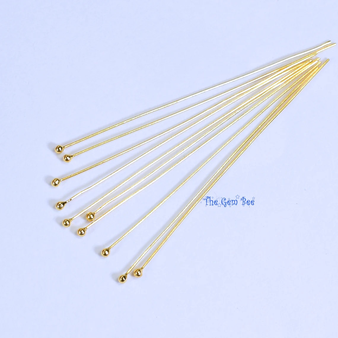 28 gauge 14k Solid Yellow Gold 1.5 INCH Ball Headpin (2) or (10)